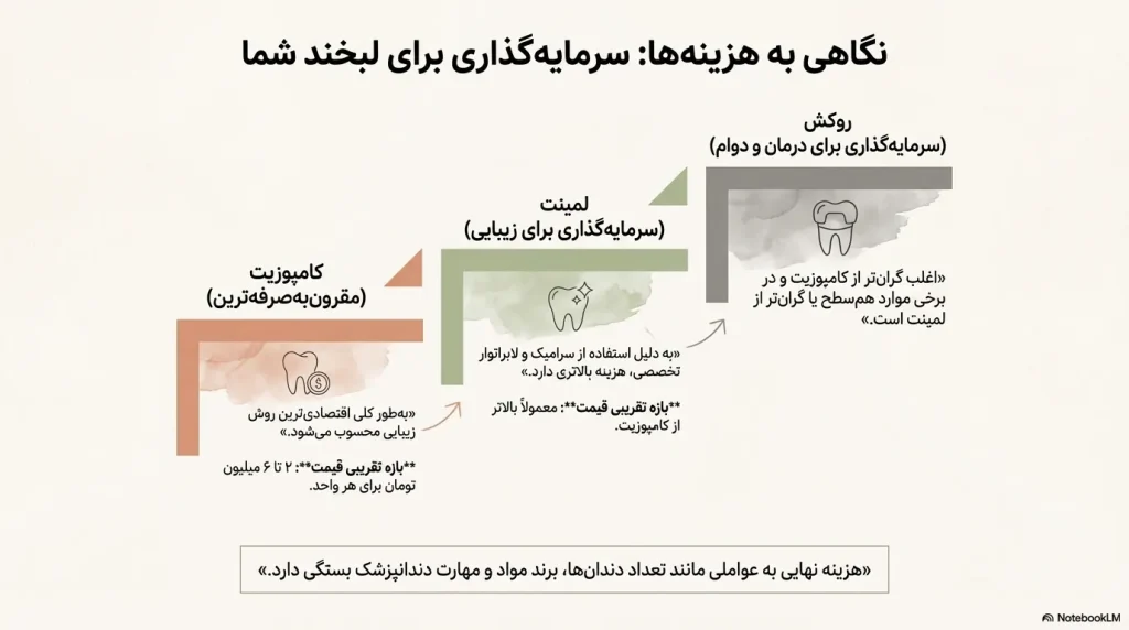 هزینه های کامپوزیت لمینت و روکش دندان